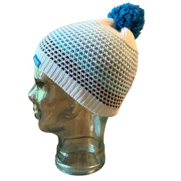 Subaru Official Gear Acrylic Knit Pom Beanie Hat Cream Blue Unisex One Size - Picture 1 of 7